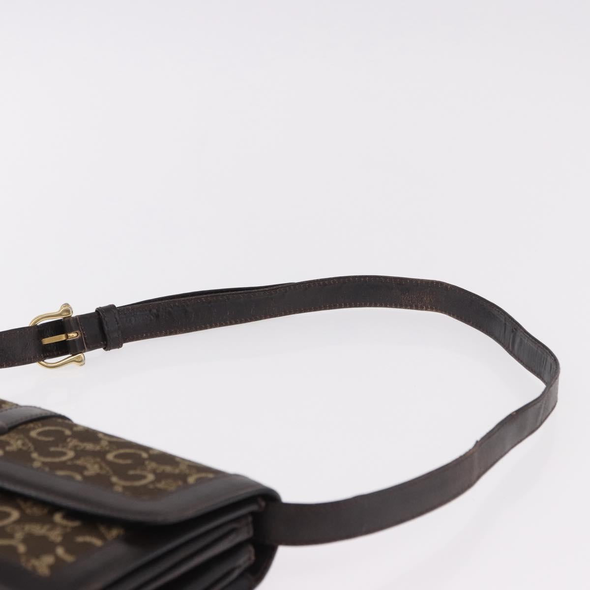CELINE C Saluki Shoulder Bag Brown Gold Auth bs35956