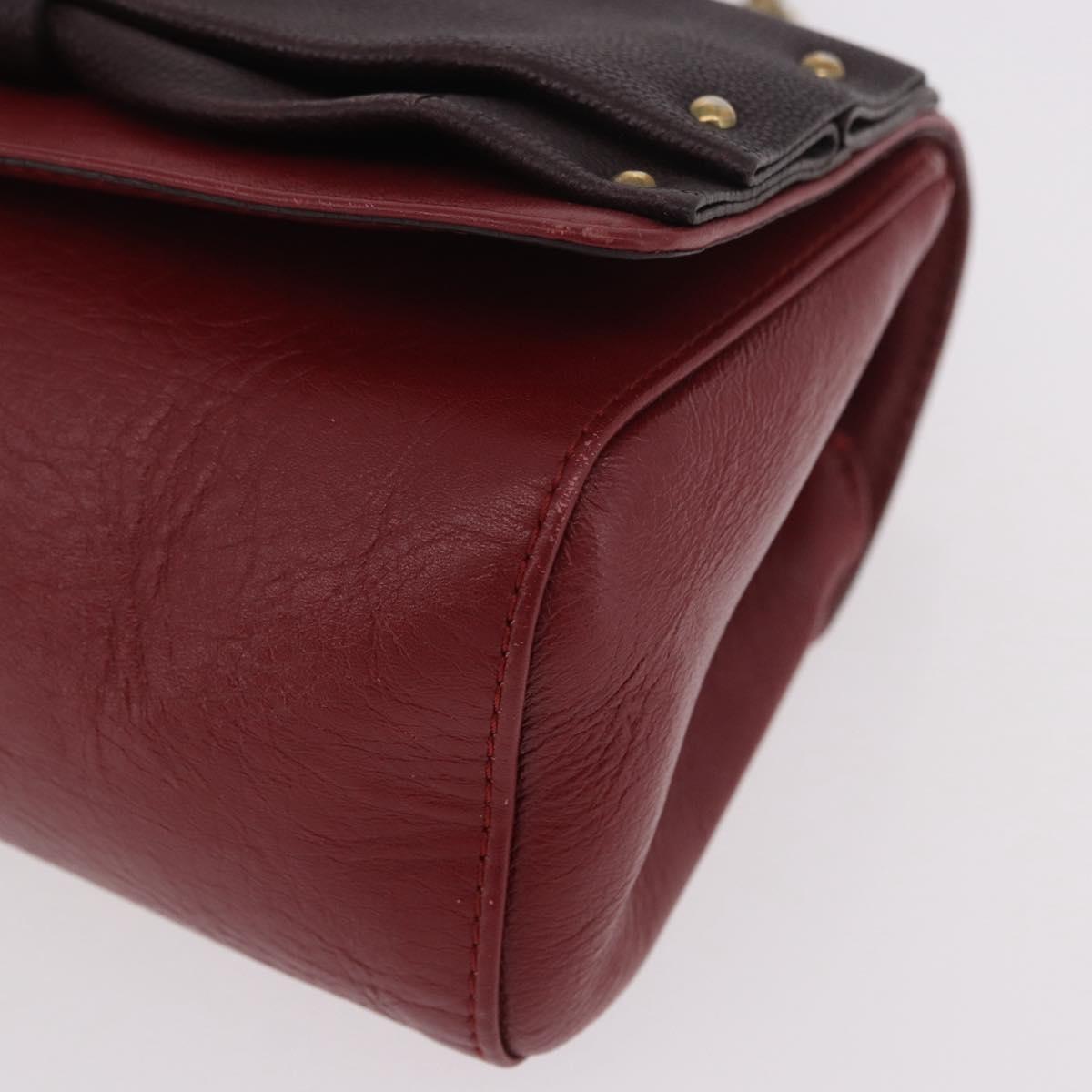 Chloe Ribbon Chain Shoulder Bag Leather Red Gold Auth bs35972A