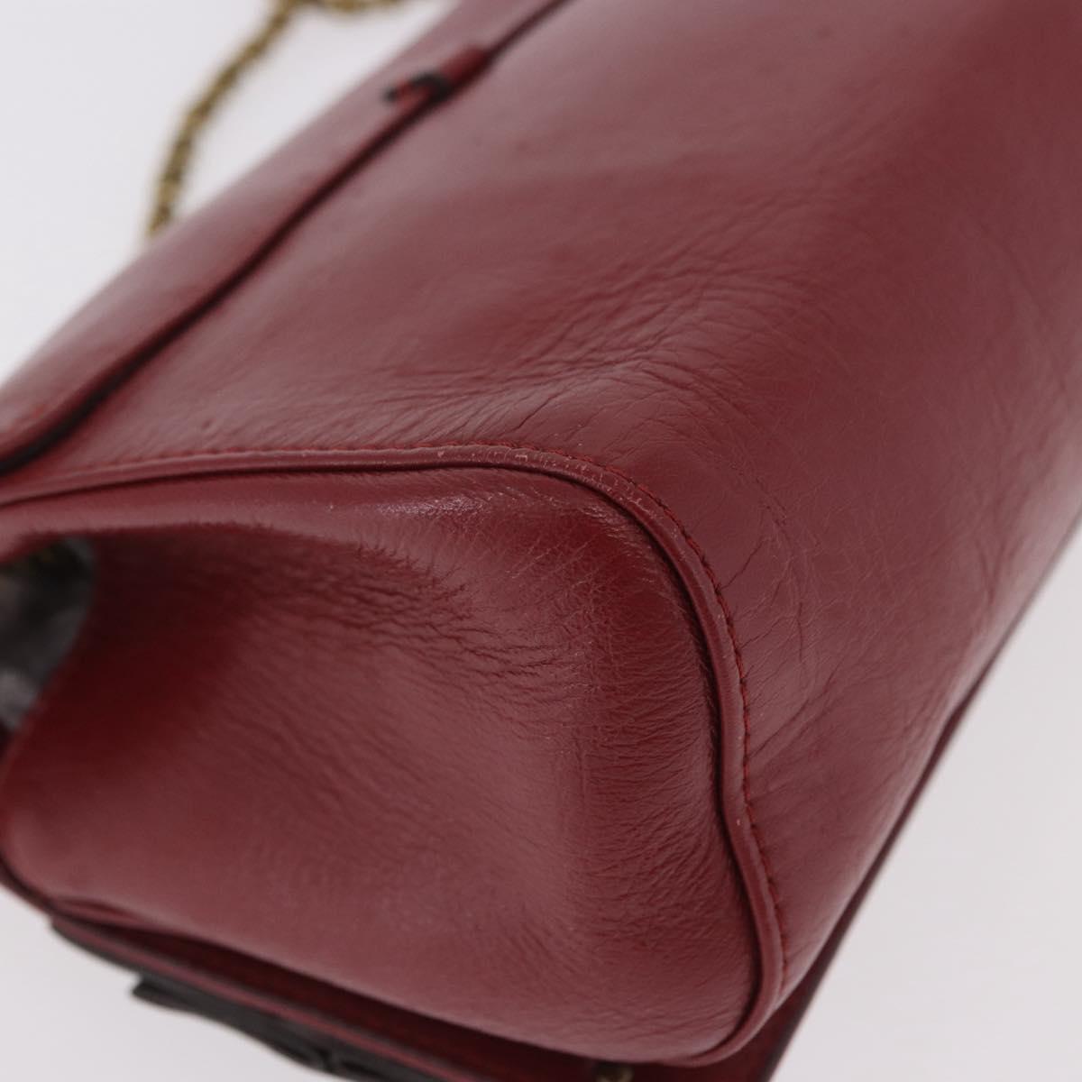 Chloe Ribbon Chain Shoulder Bag Leather Red Gold Auth bs35972A
