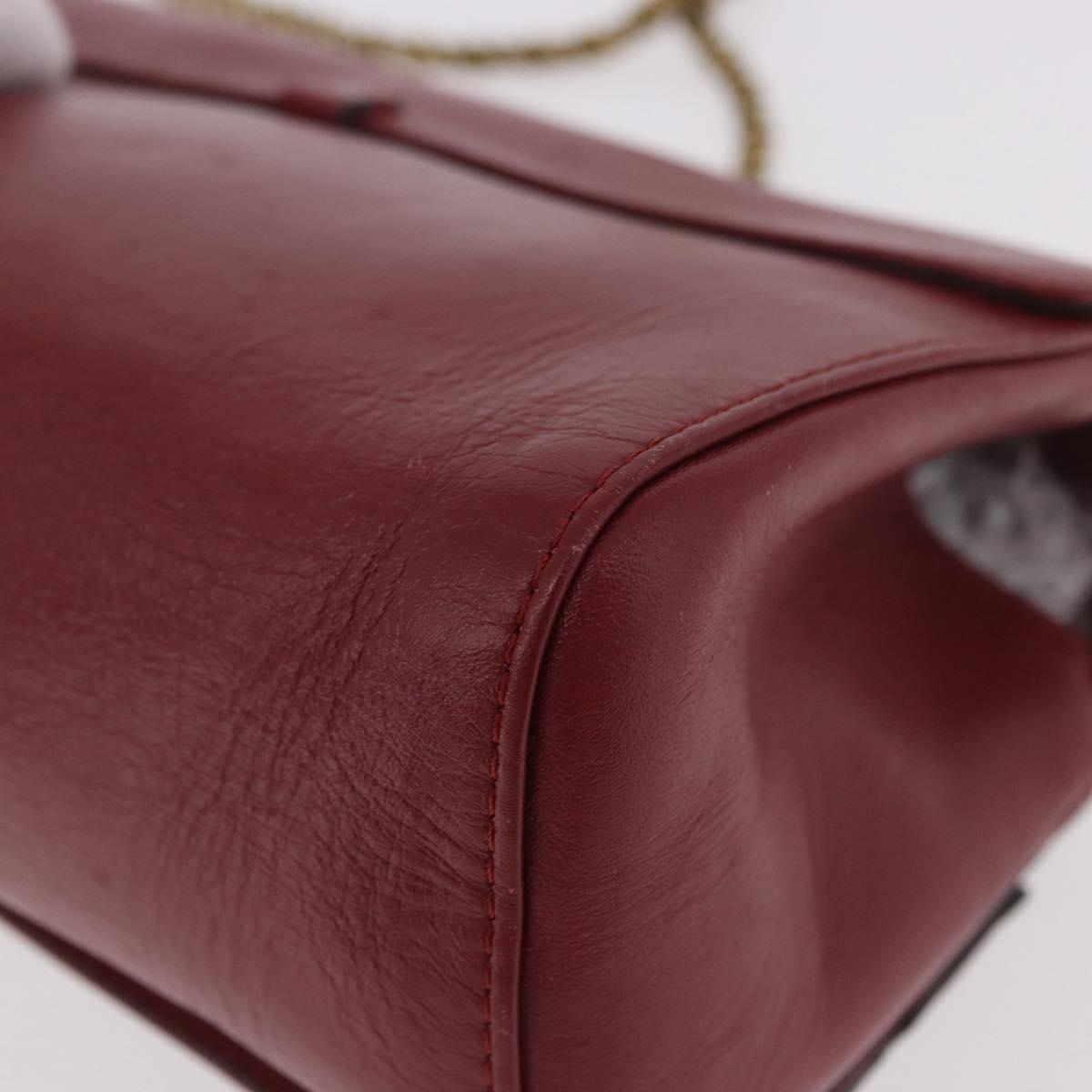 Chloe Ribbon Chain Shoulder Bag Leather Red Gold Auth bs35972A