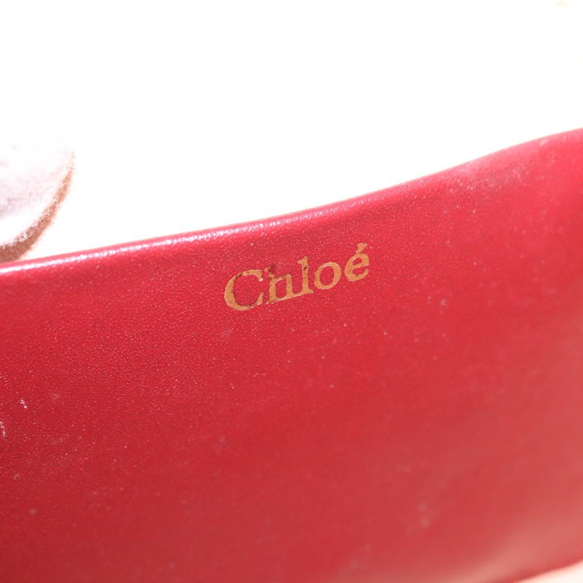 Chloe Ribbon Chain Shoulder Bag Leather Red Gold Auth bs35972A
