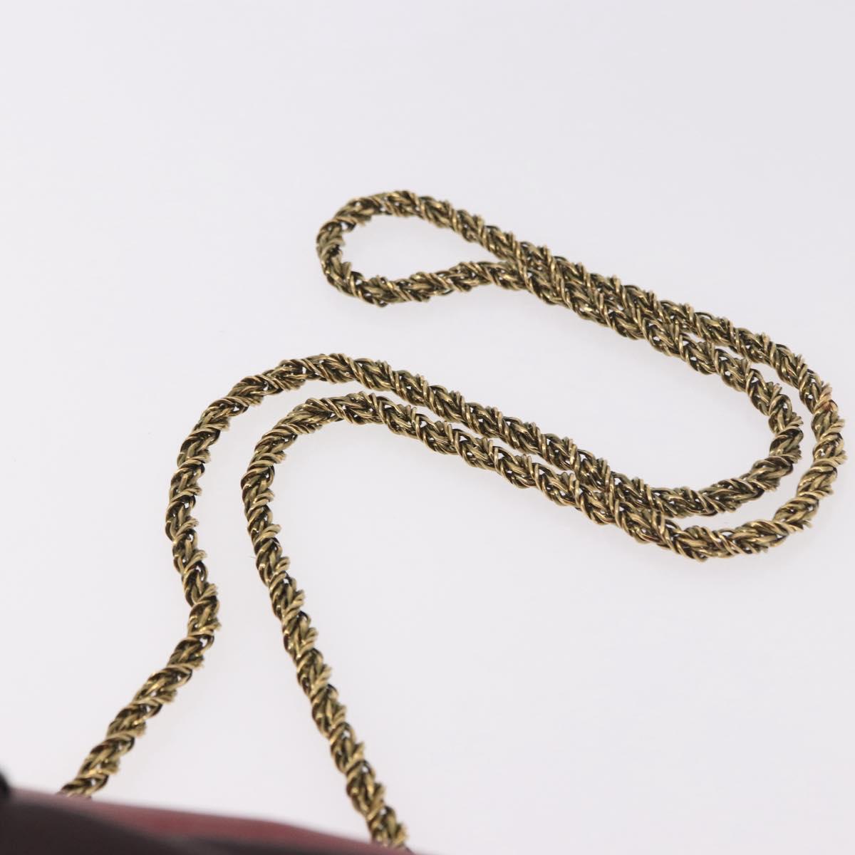 Chloe Ribbon Chain Shoulder Bag Leather Red Gold Auth bs35972A