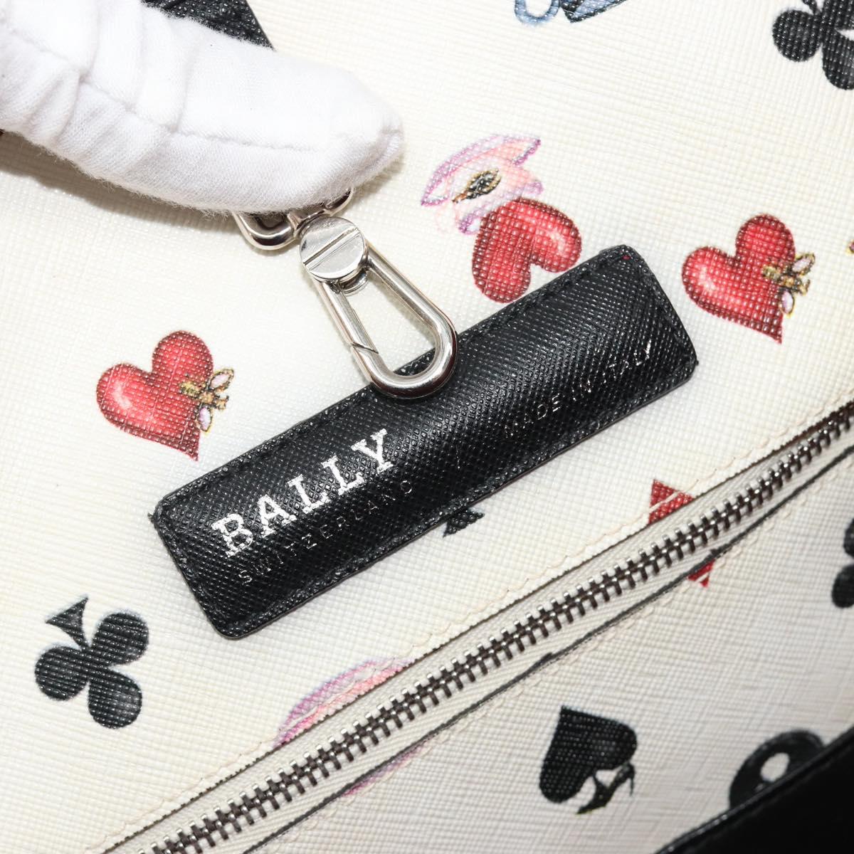 BALLY Tote Bag Leather PVC White Silver Auth bs35973A
