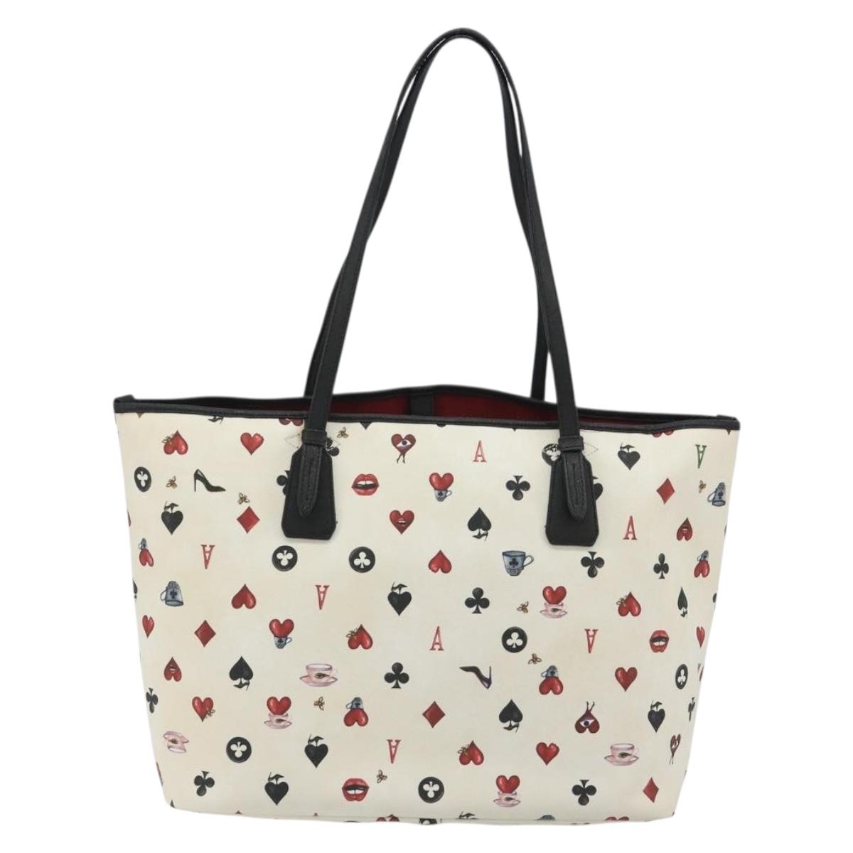 BALLY Tote Bag Leather PVC White Silver Auth bs35973A
