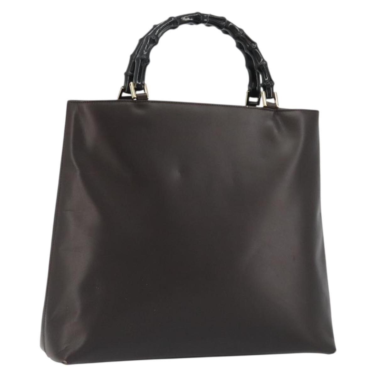 GUCCI Bamboo Hand Bag Leather Brown Gold 002 0505 Auth bs35974