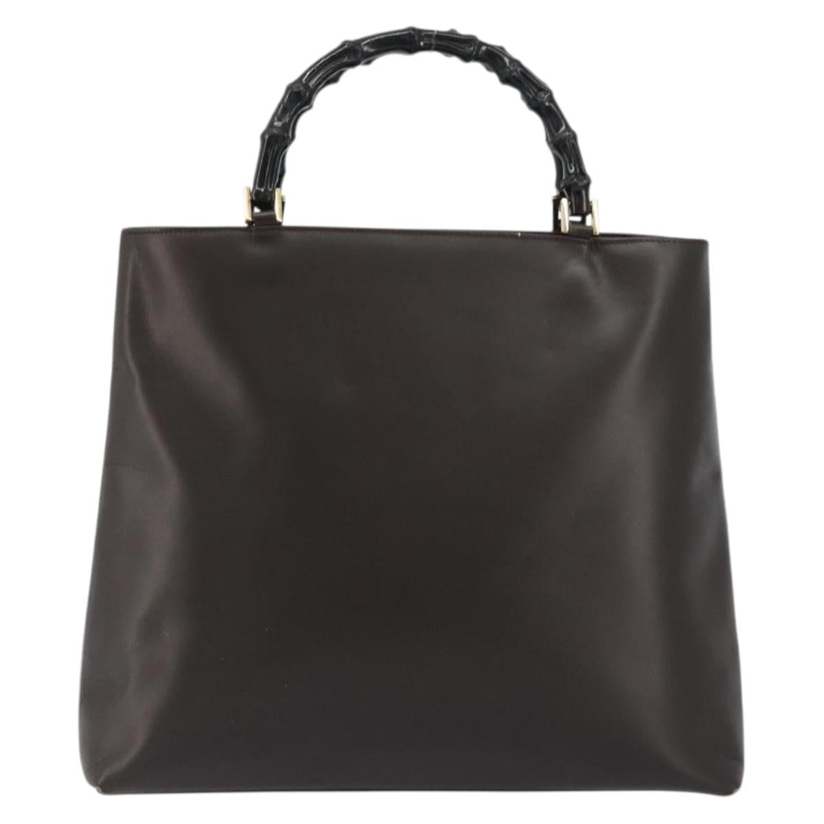 GUCCI Bamboo Hand Bag Leather Brown Gold 002 0505 Auth bs35974