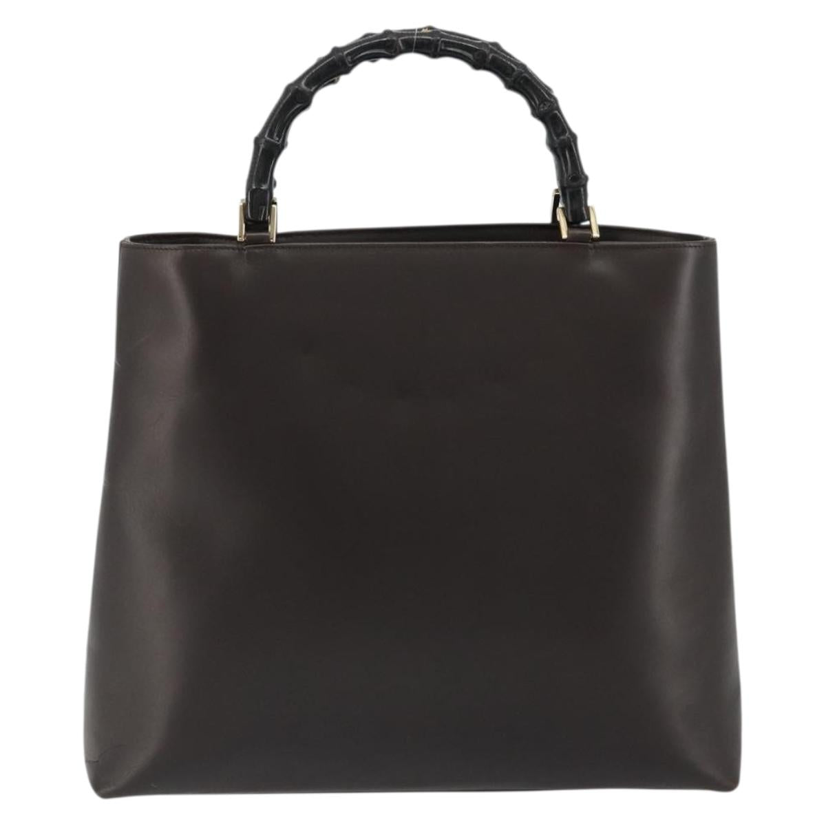 GUCCI Bamboo Hand Bag Leather Brown Gold 002 0505 Auth bs35974