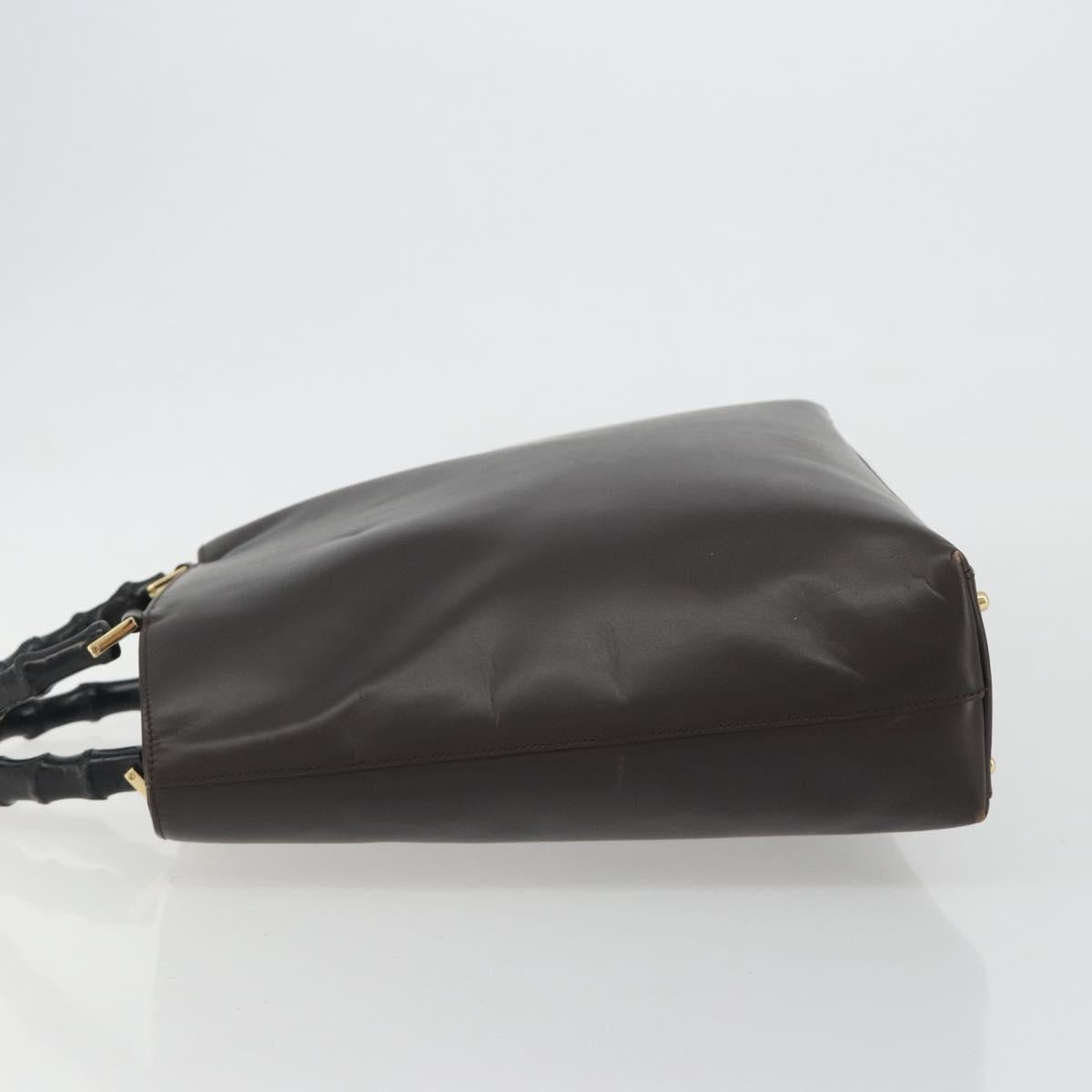 GUCCI Bamboo Hand Bag Leather Brown Gold 002 0505 Auth bs35974