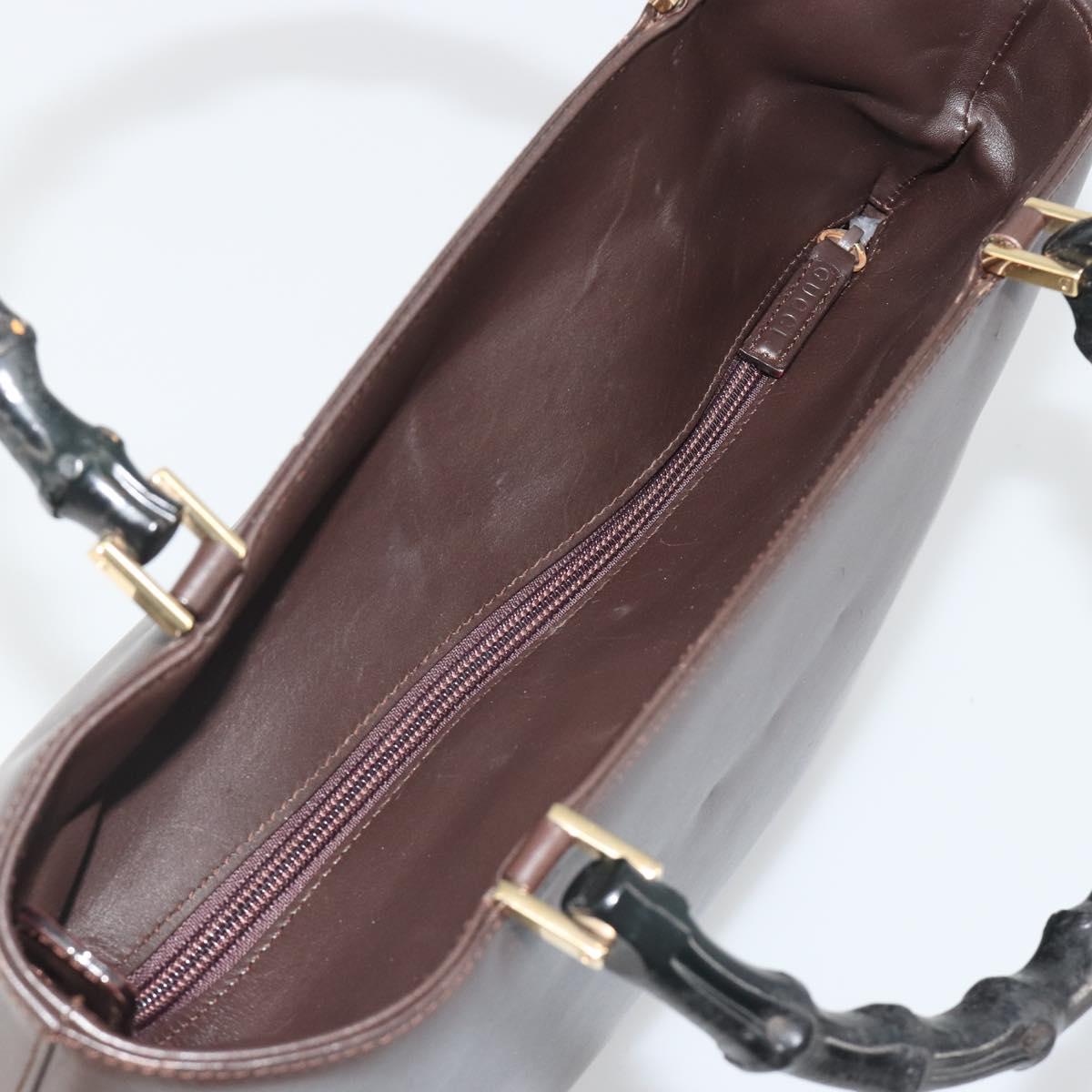 GUCCI Bamboo Hand Bag Leather Brown Gold 002 0505 Auth bs35974