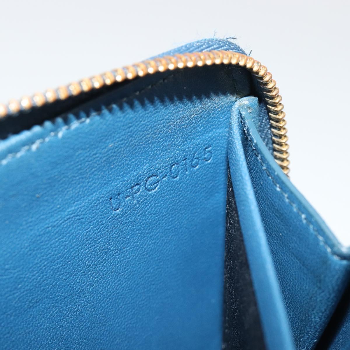 CELINE Long Wallet Leather Blue Black gold Auth bs35975