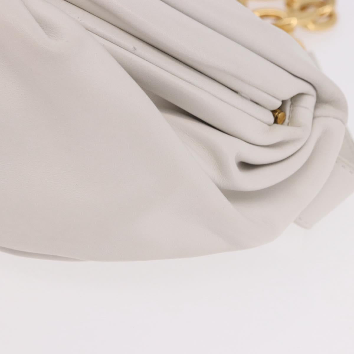 BOTTEGA VENETA Shoulder Bag Leather White Gold Auth bs35978V