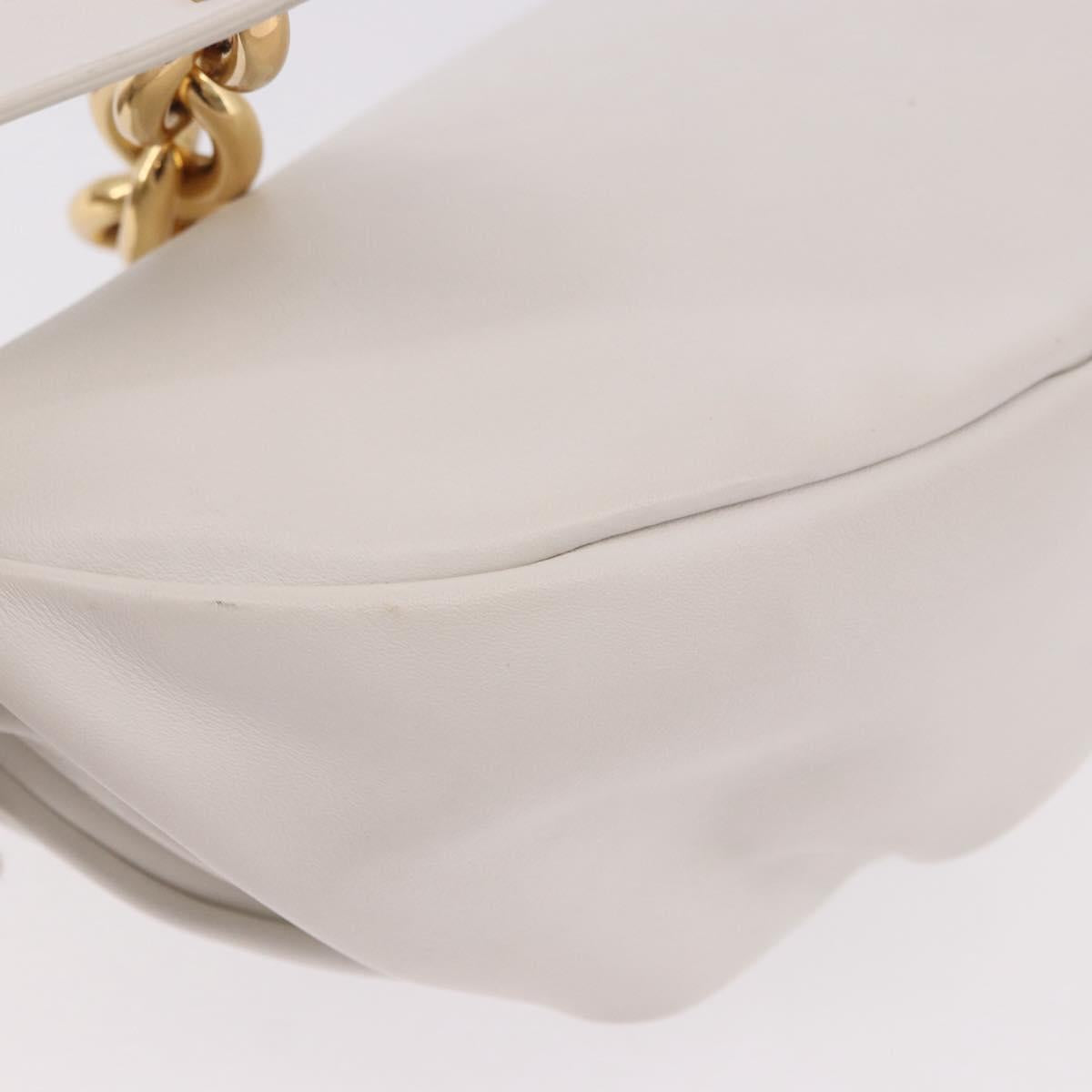 BOTTEGA VENETA Shoulder Bag Leather White Gold Auth bs35978V