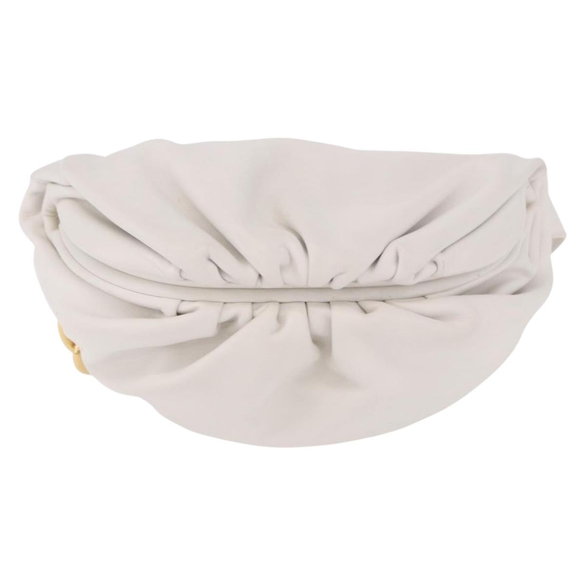 BOTTEGA VENETA Shoulder Bag Leather White Gold Auth bs35978V