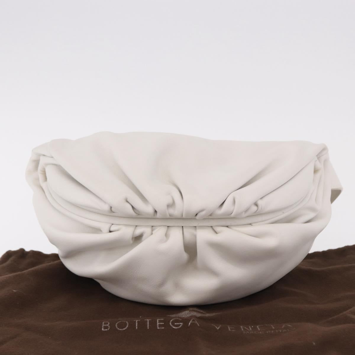 BOTTEGA VENETA Shoulder Bag Leather White Gold Auth bs35978V