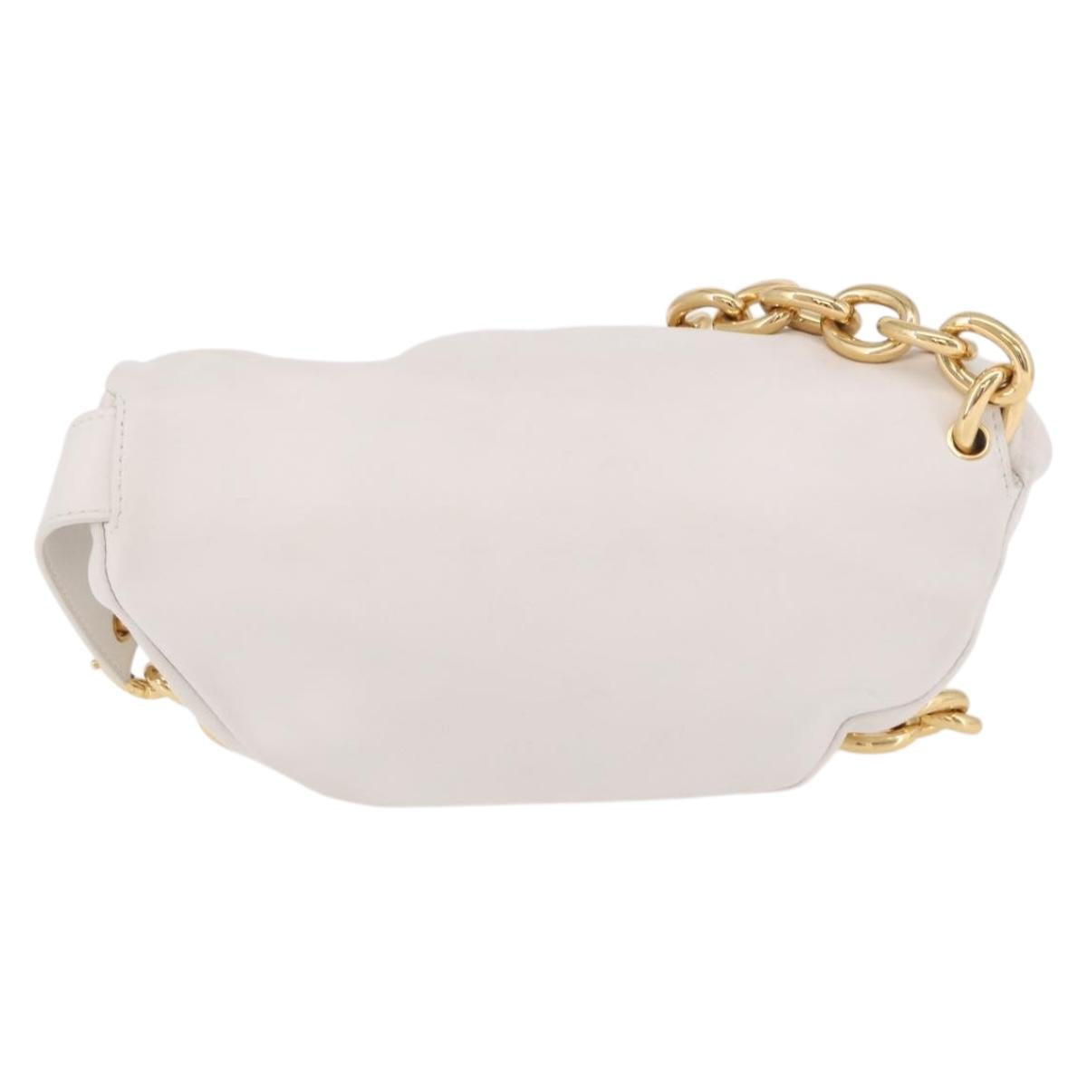 BOTTEGA VENETA Shoulder Bag Leather White Gold Auth bs35978V