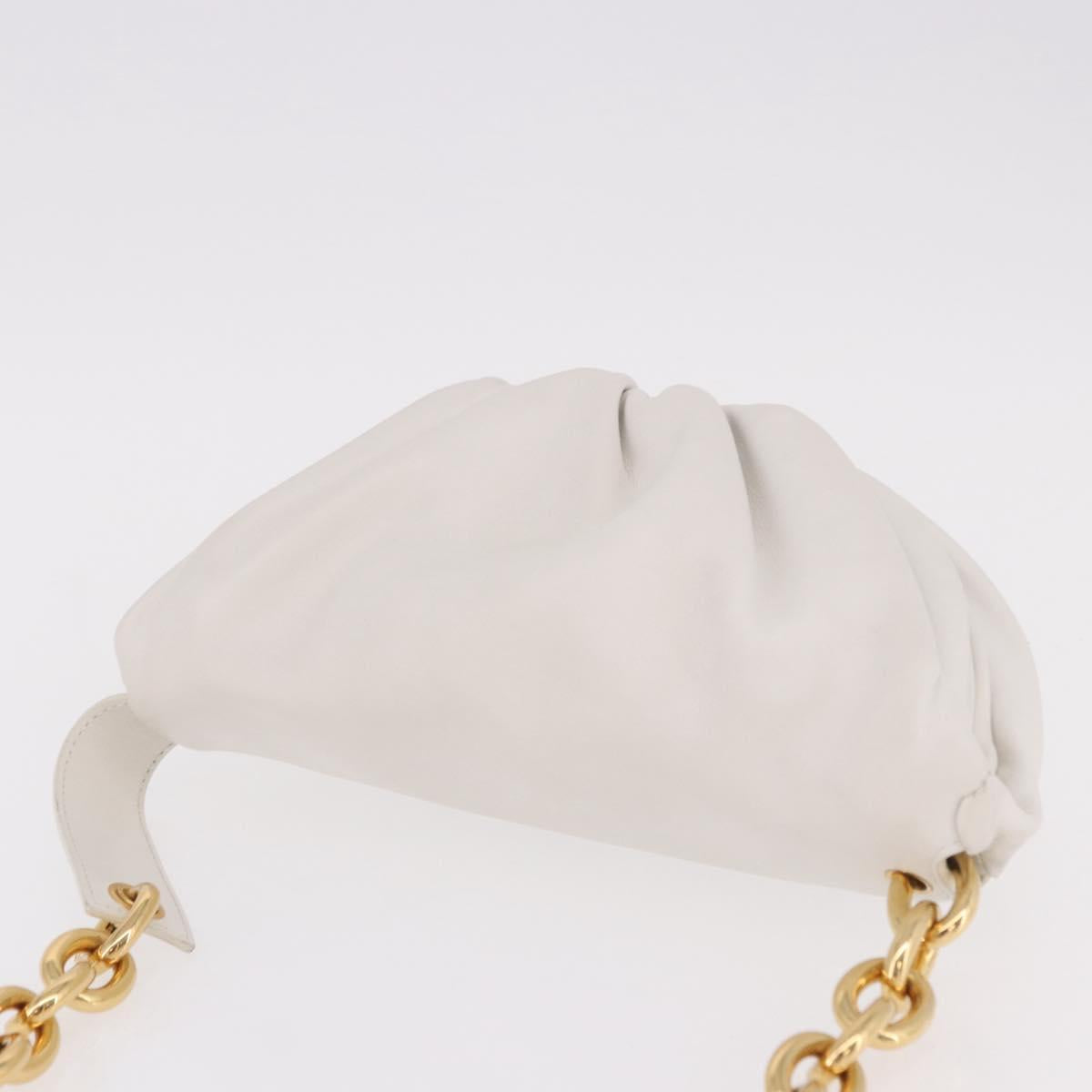BOTTEGA VENETA Shoulder Bag Leather White Gold Auth bs35978V