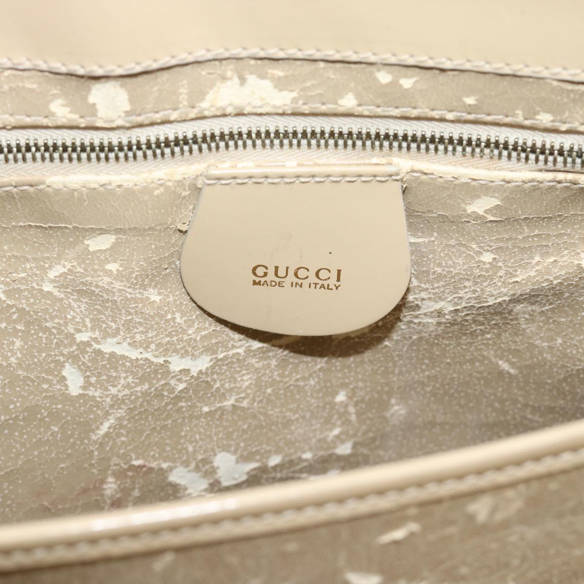 GUCCI Tote Bag Patent leather 2way Beige Gold 000 1118 0503 Auth bs35979