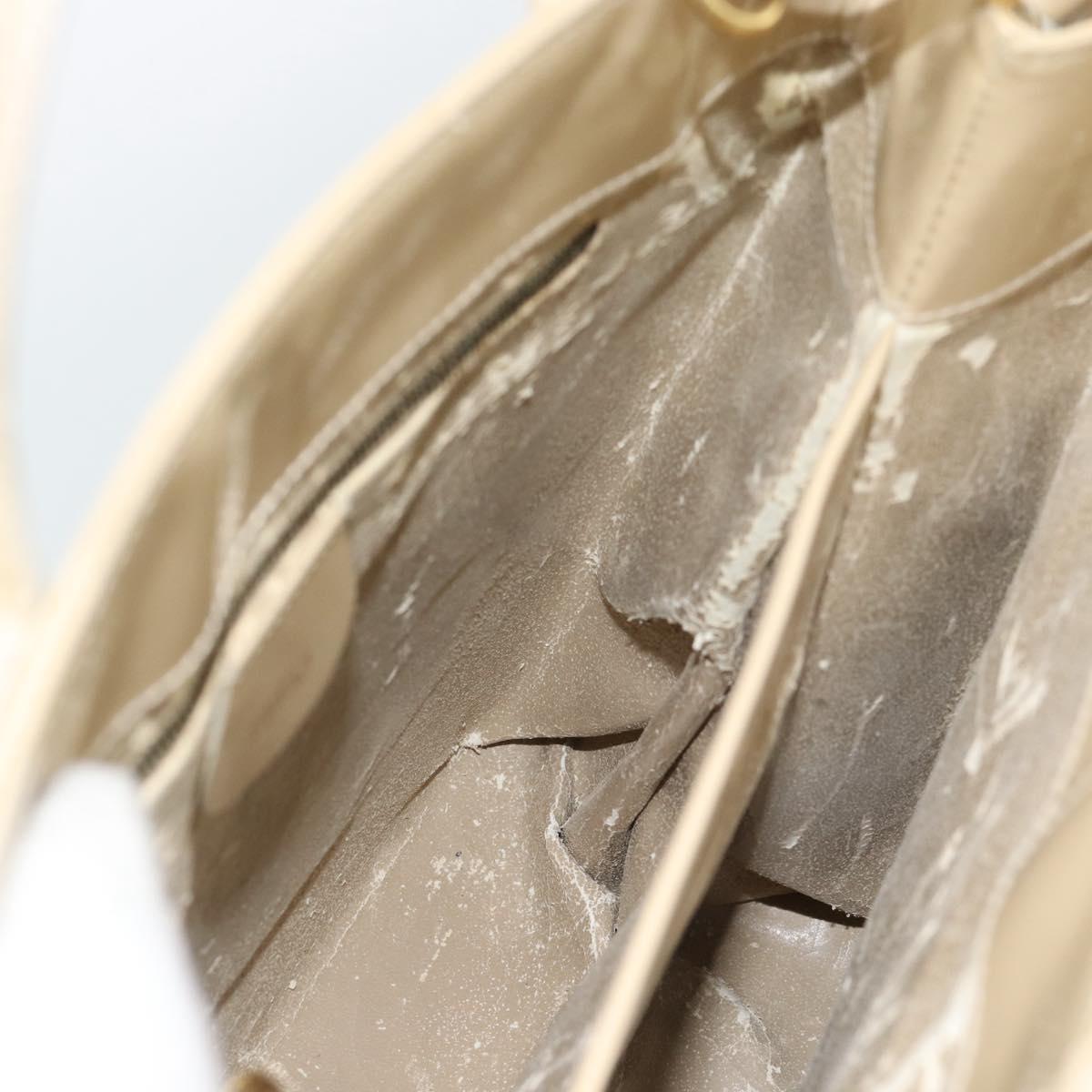 GUCCI Tote Bag Patent leather 2way Beige Gold 000 1118 0503 Auth bs35979