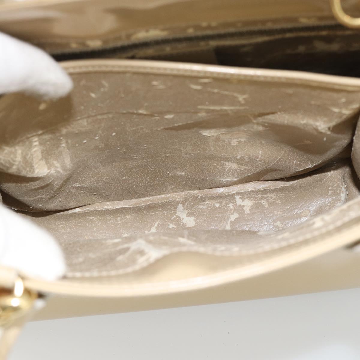 GUCCI Tote Bag Patent leather 2way Beige Gold 000 1118 0503 Auth bs35979