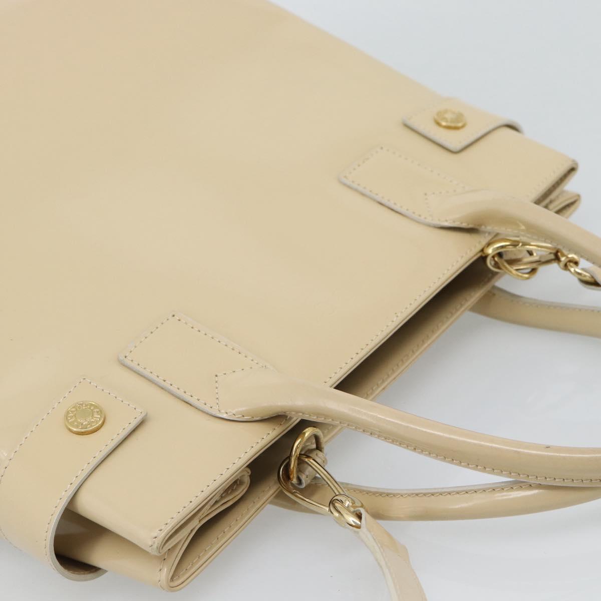 GUCCI Tote Bag Patent leather 2way Beige Gold 000 1118 0503 Auth bs35979