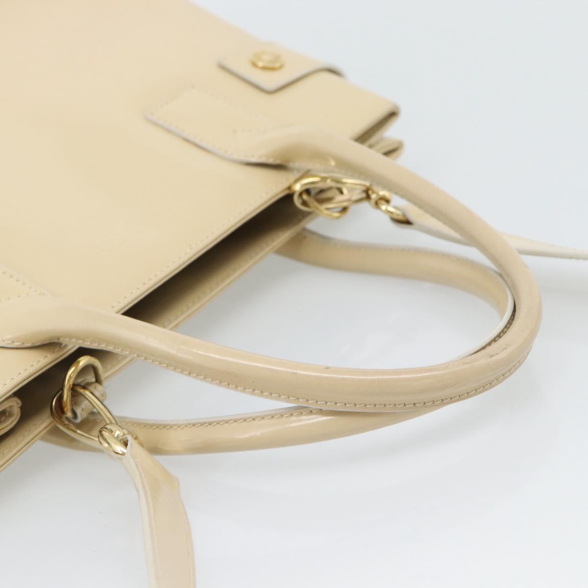 GUCCI Tote Bag Patent leather 2way Beige Gold 000 1118 0503 Auth bs35979