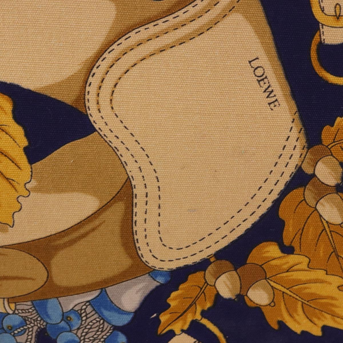 LOEWE Shoulder Bag Canvas Blue Gold Auth bs35981A