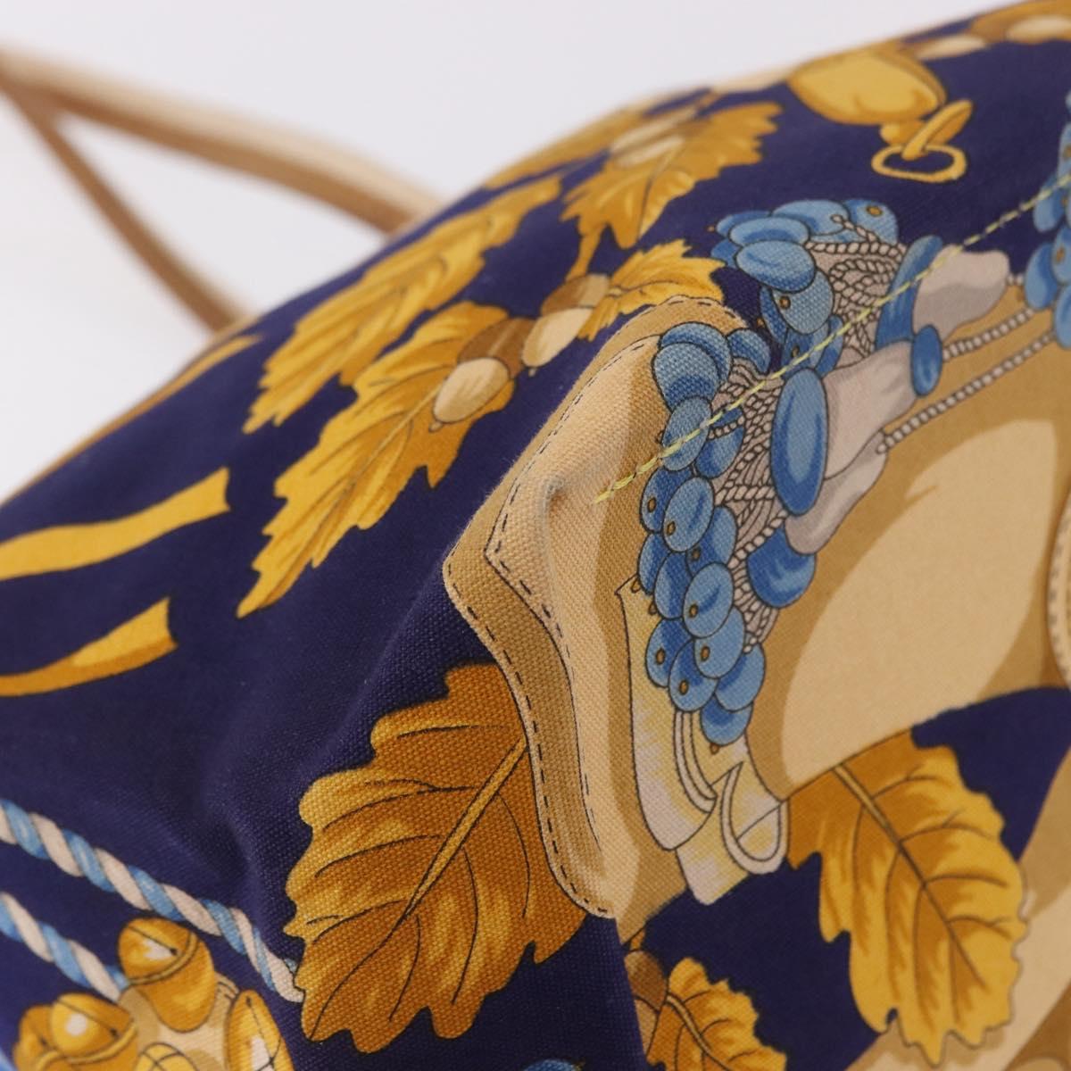 LOEWE Shoulder Bag Canvas Blue Gold Auth bs35981A