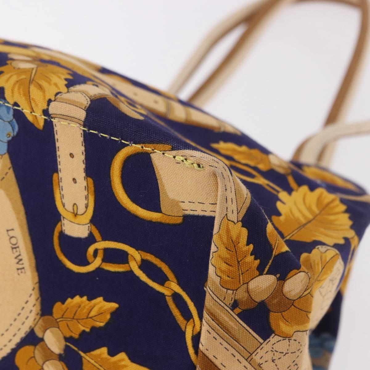 LOEWE Shoulder Bag Canvas Blue Gold Auth bs35981A