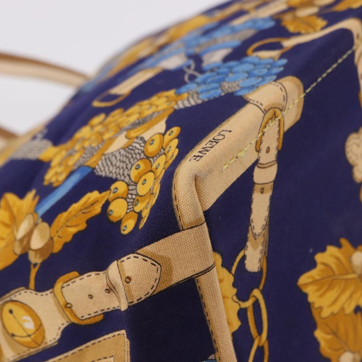 LOEWE Shoulder Bag Canvas Blue Gold Auth bs35981A