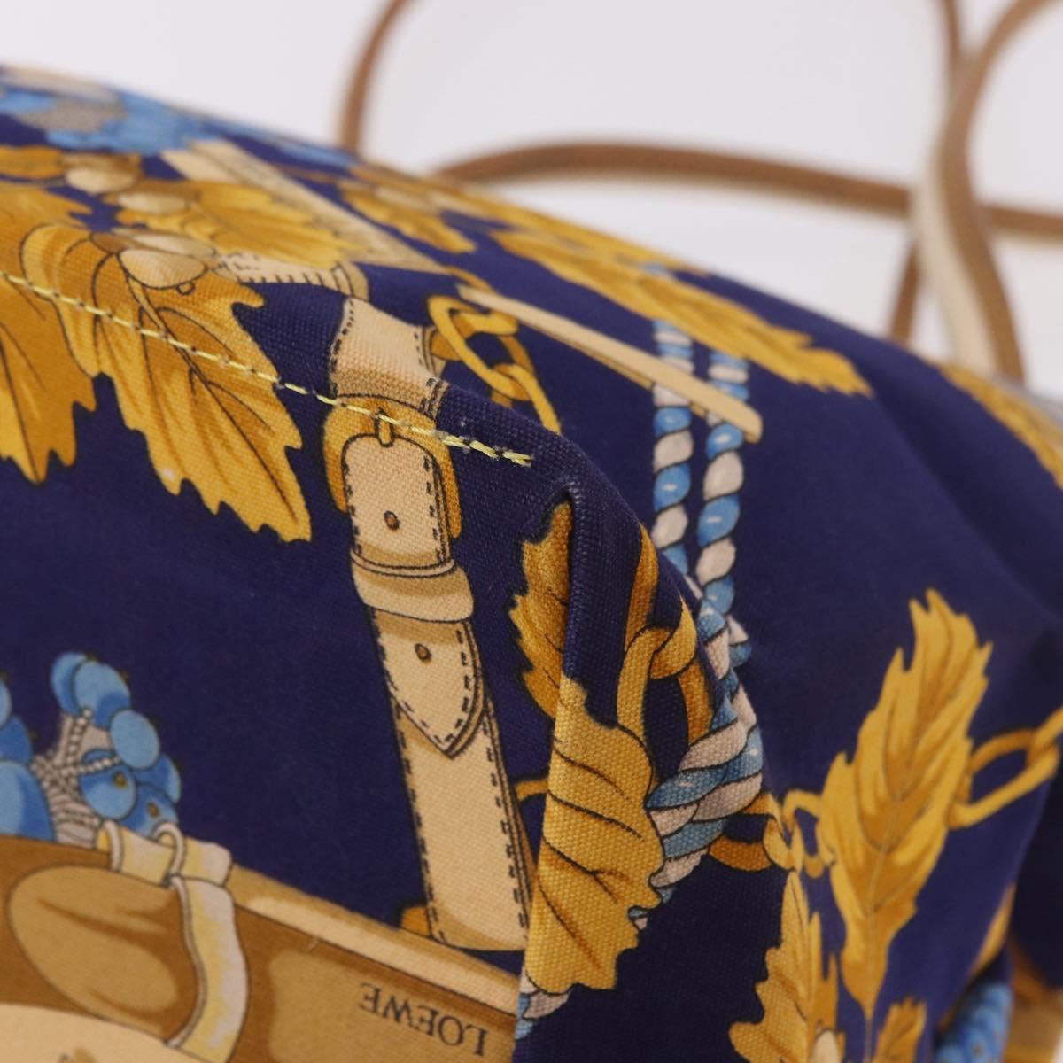 LOEWE Shoulder Bag Canvas Blue Gold Auth bs35981A