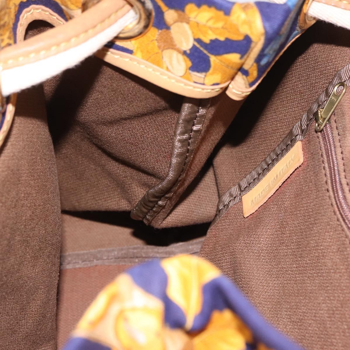 LOEWE Shoulder Bag Canvas Blue Gold Auth bs35981A