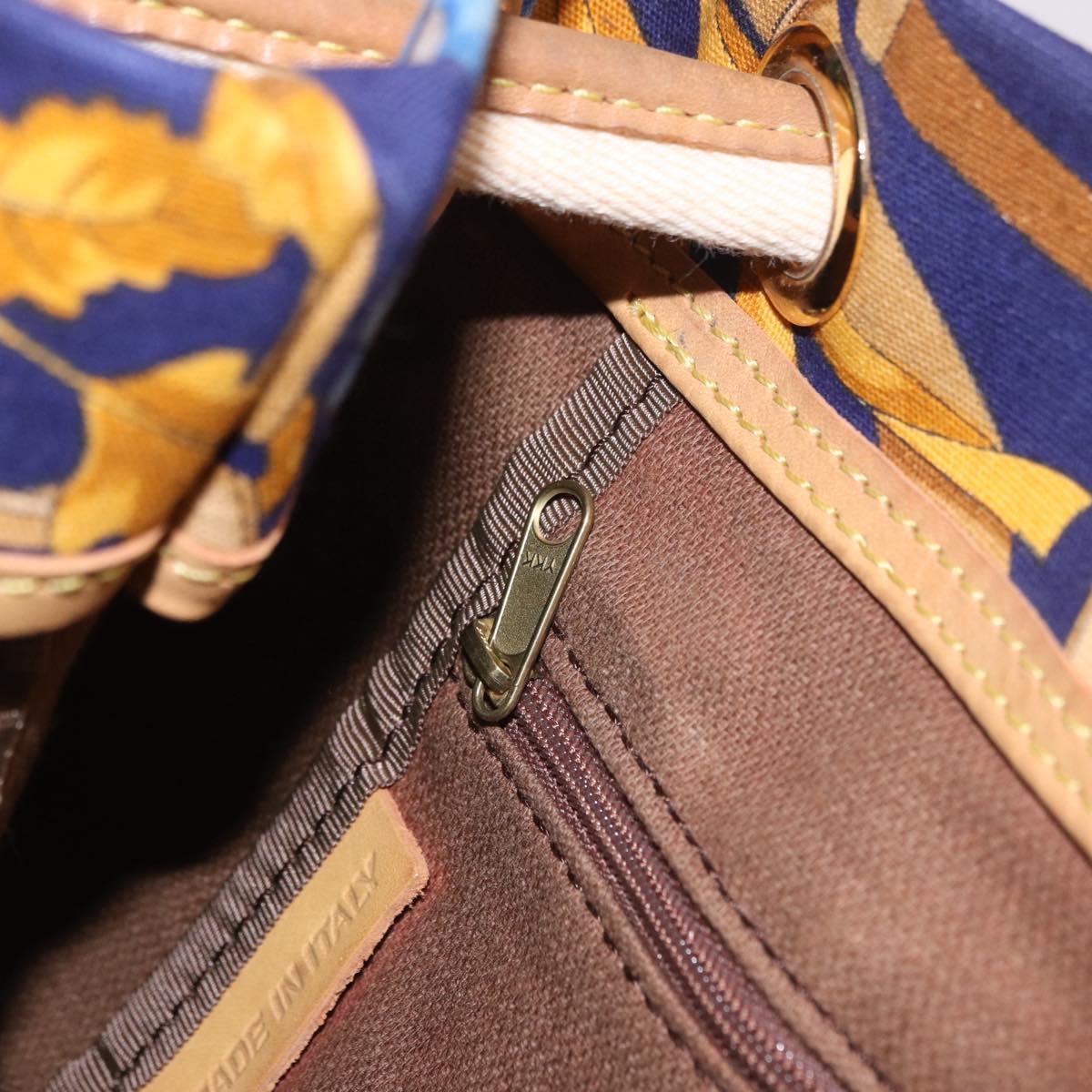 LOEWE Shoulder Bag Canvas Blue Gold Auth bs35981A