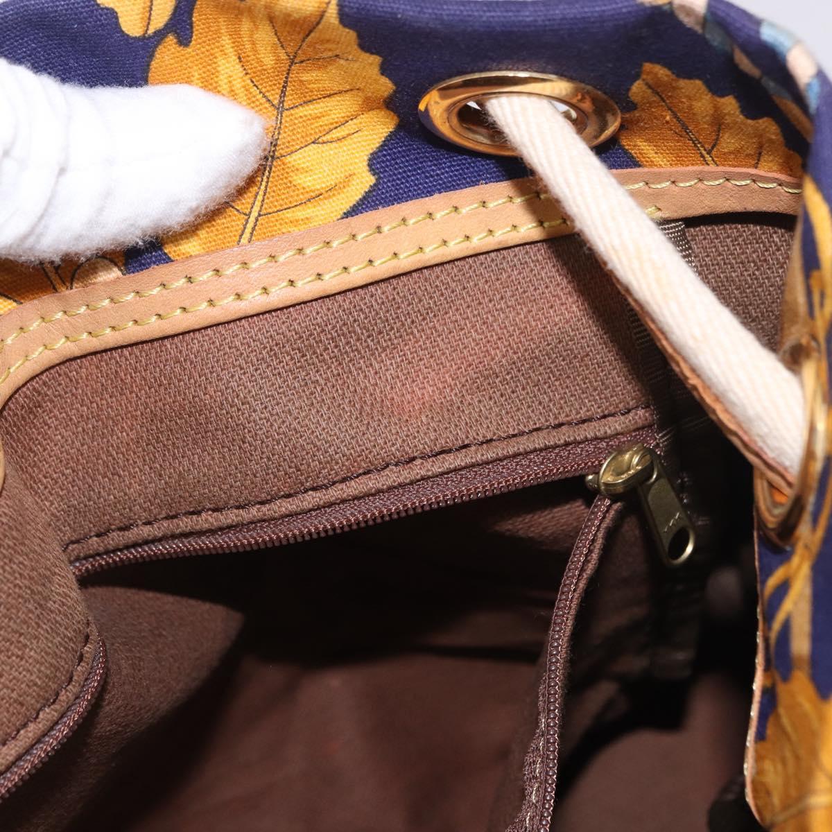 LOEWE Shoulder Bag Canvas Blue Gold Auth bs35981A