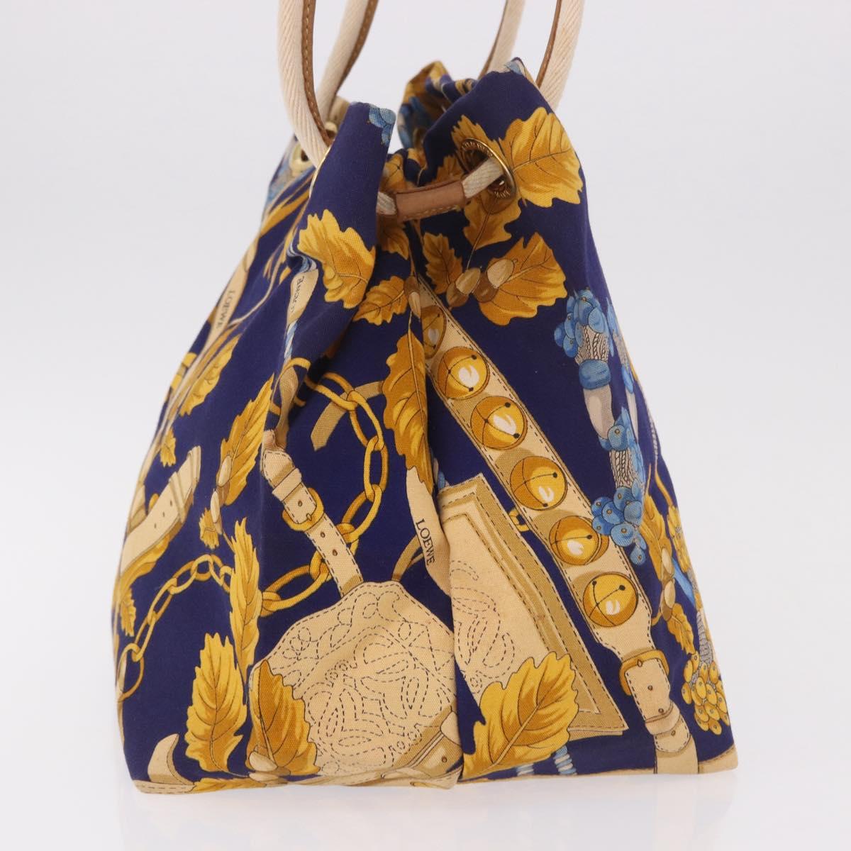 LOEWE Shoulder Bag Canvas Blue Gold Auth bs35981A