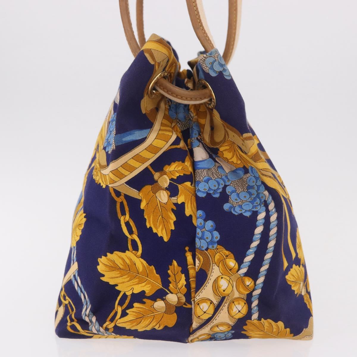 LOEWE Shoulder Bag Canvas Blue Gold Auth bs35981A