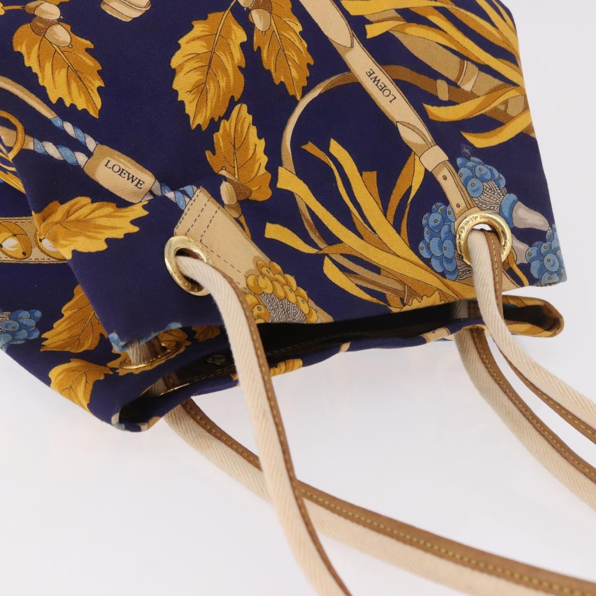LOEWE Shoulder Bag Canvas Blue Gold Auth bs35981A