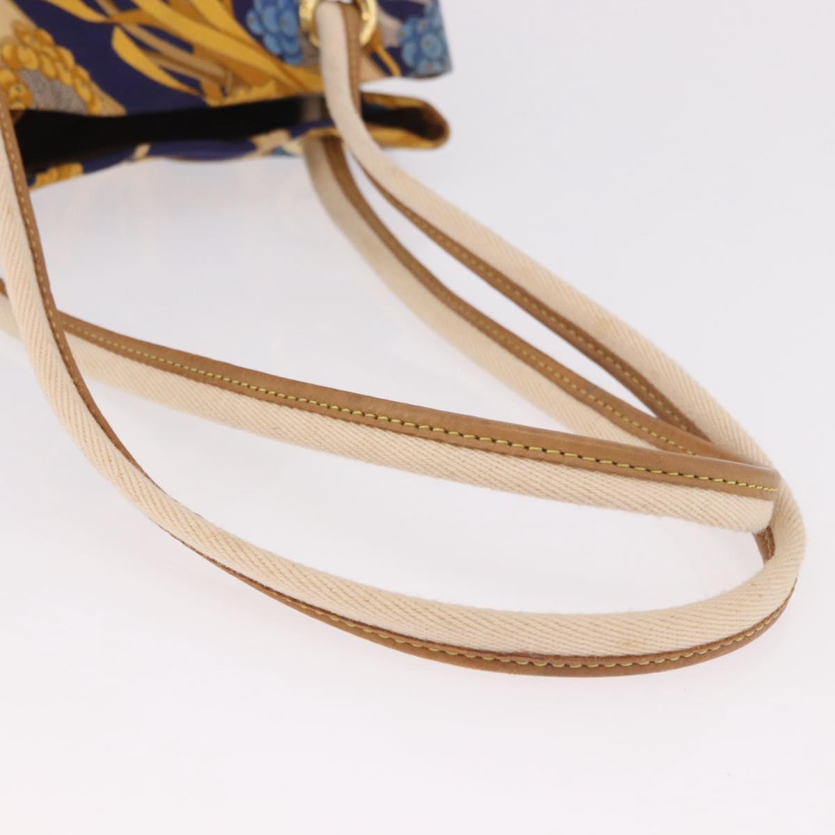 LOEWE Shoulder Bag Canvas Blue Gold Auth bs35981A