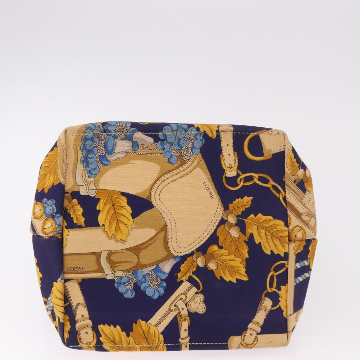LOEWE Shoulder Bag Canvas Blue Gold Auth bs35981A