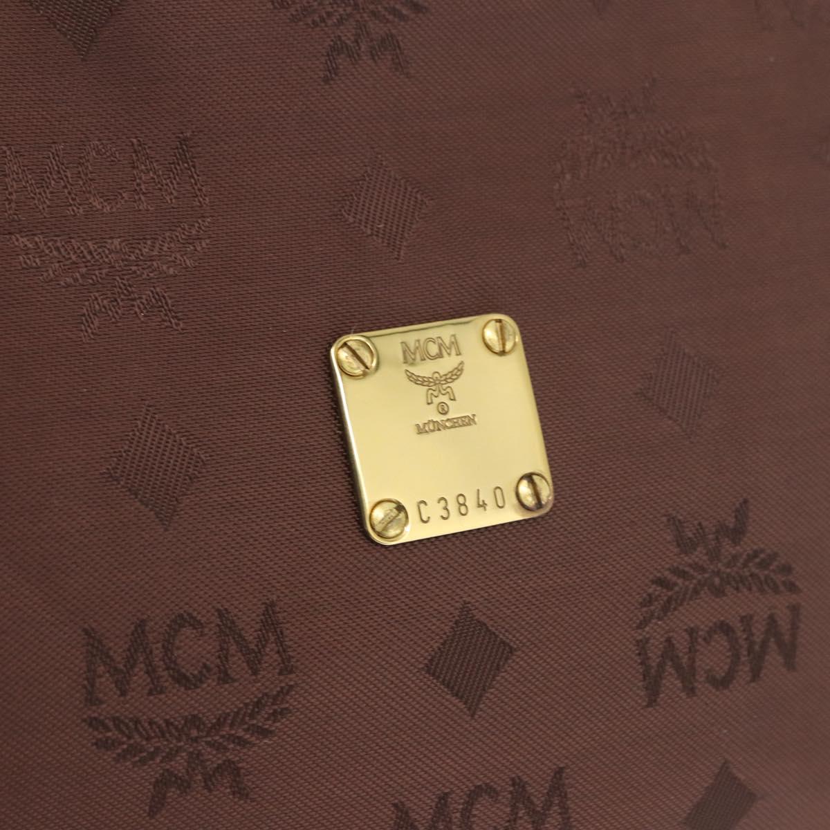 MCM Vicetos Logogram Hand Bag Nylon Brown Gold Auth bs35982A