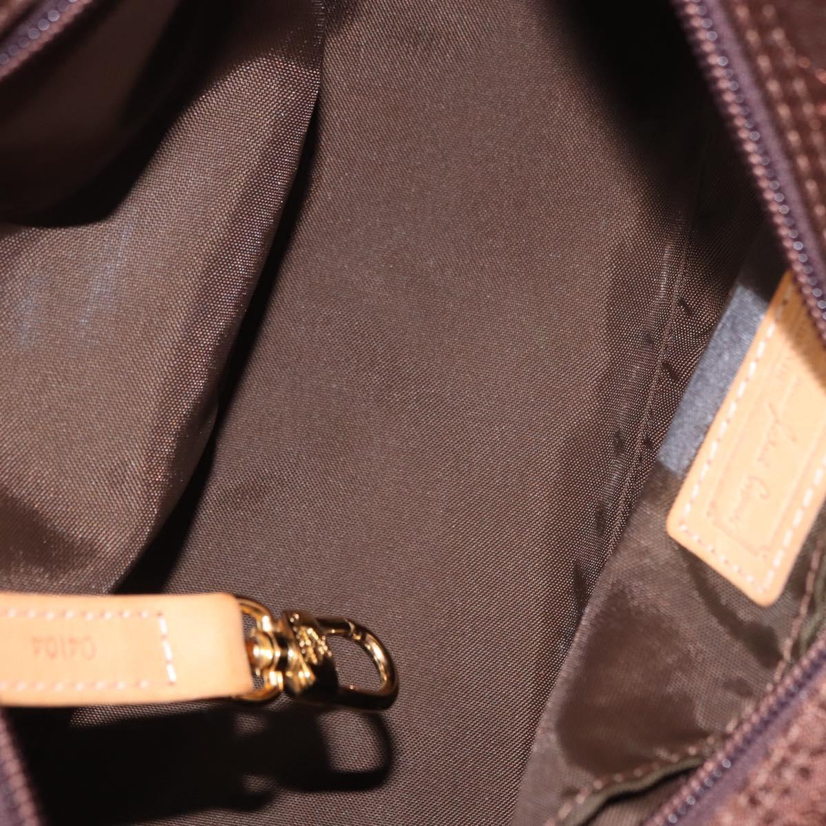 MCM Vicetos Logogram Hand Bag Nylon Brown Gold Auth bs35982A