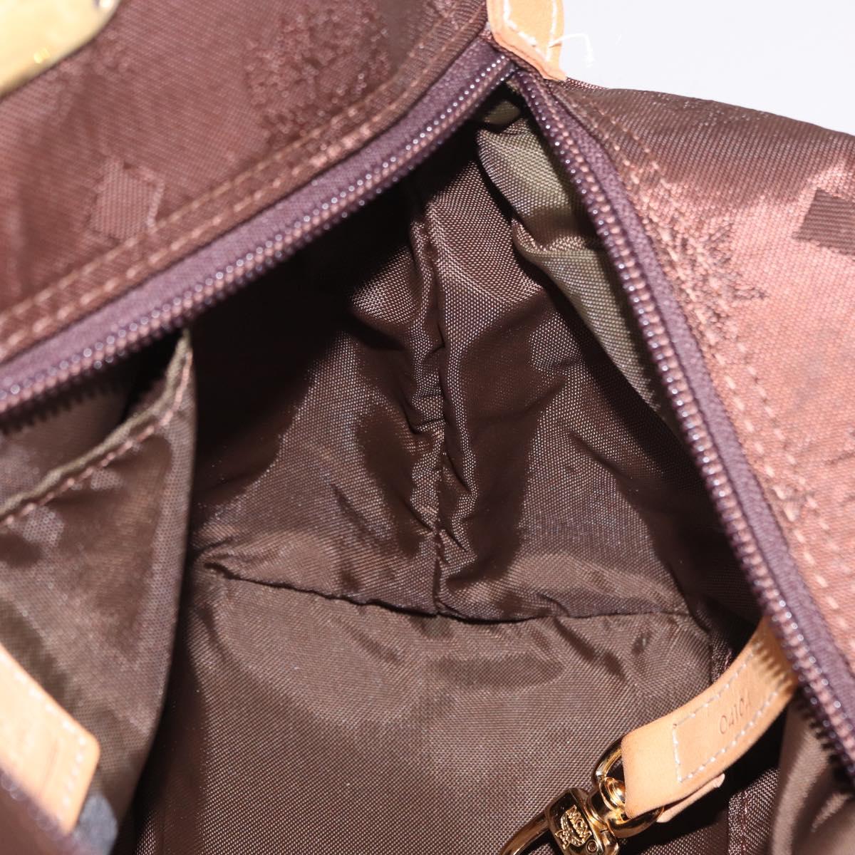 MCM Vicetos Logogram Hand Bag Nylon Brown Gold Auth bs35982A