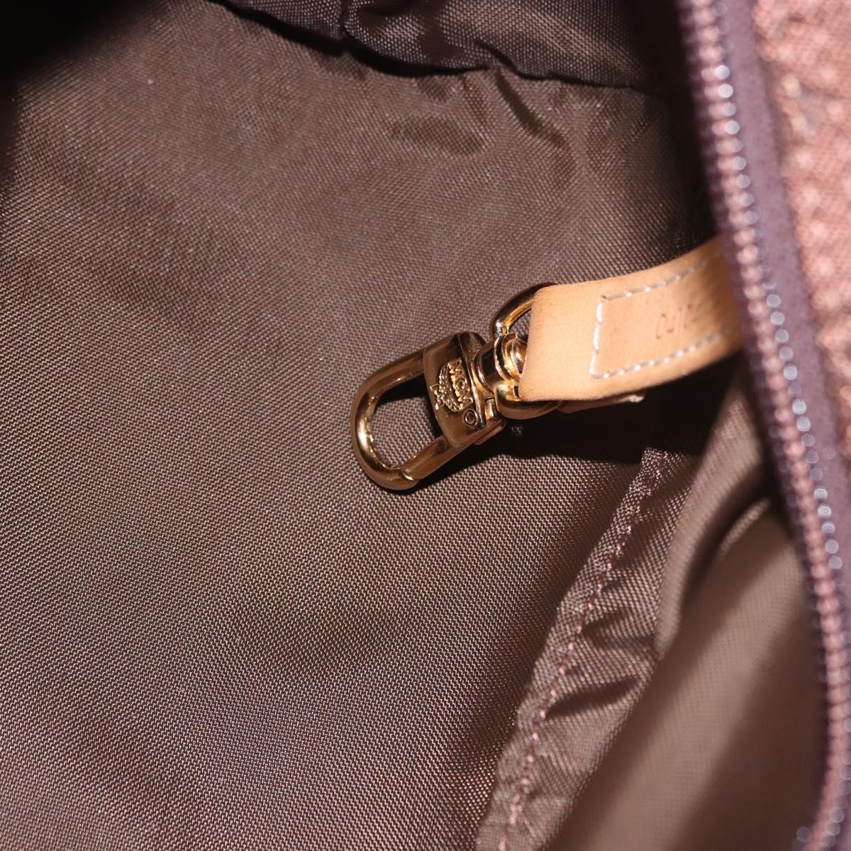 MCM Vicetos Logogram Hand Bag Nylon Brown Gold Auth bs35982A