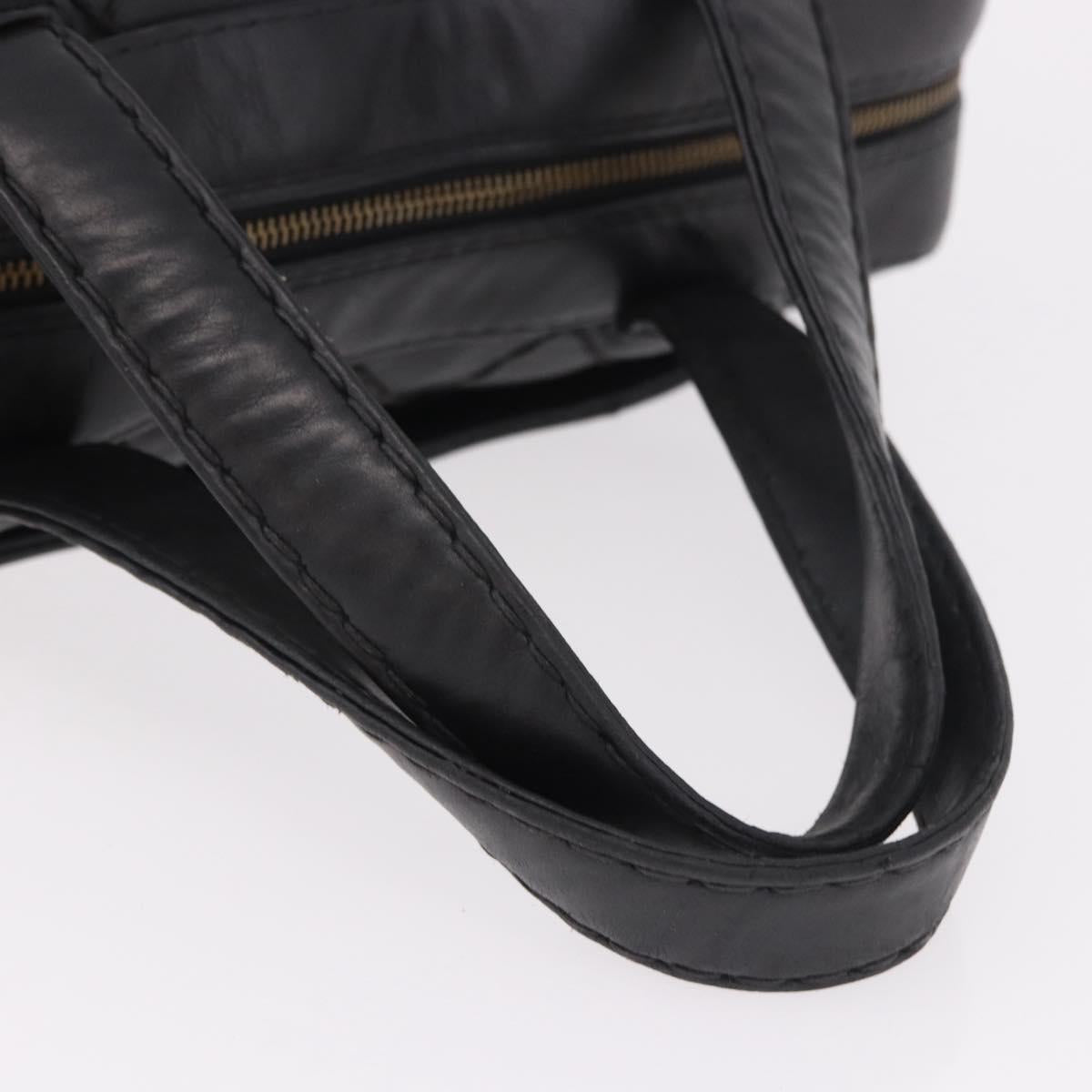 CHANEL Wild Stitch Hand Bag Leather Black CC Auth bs35985