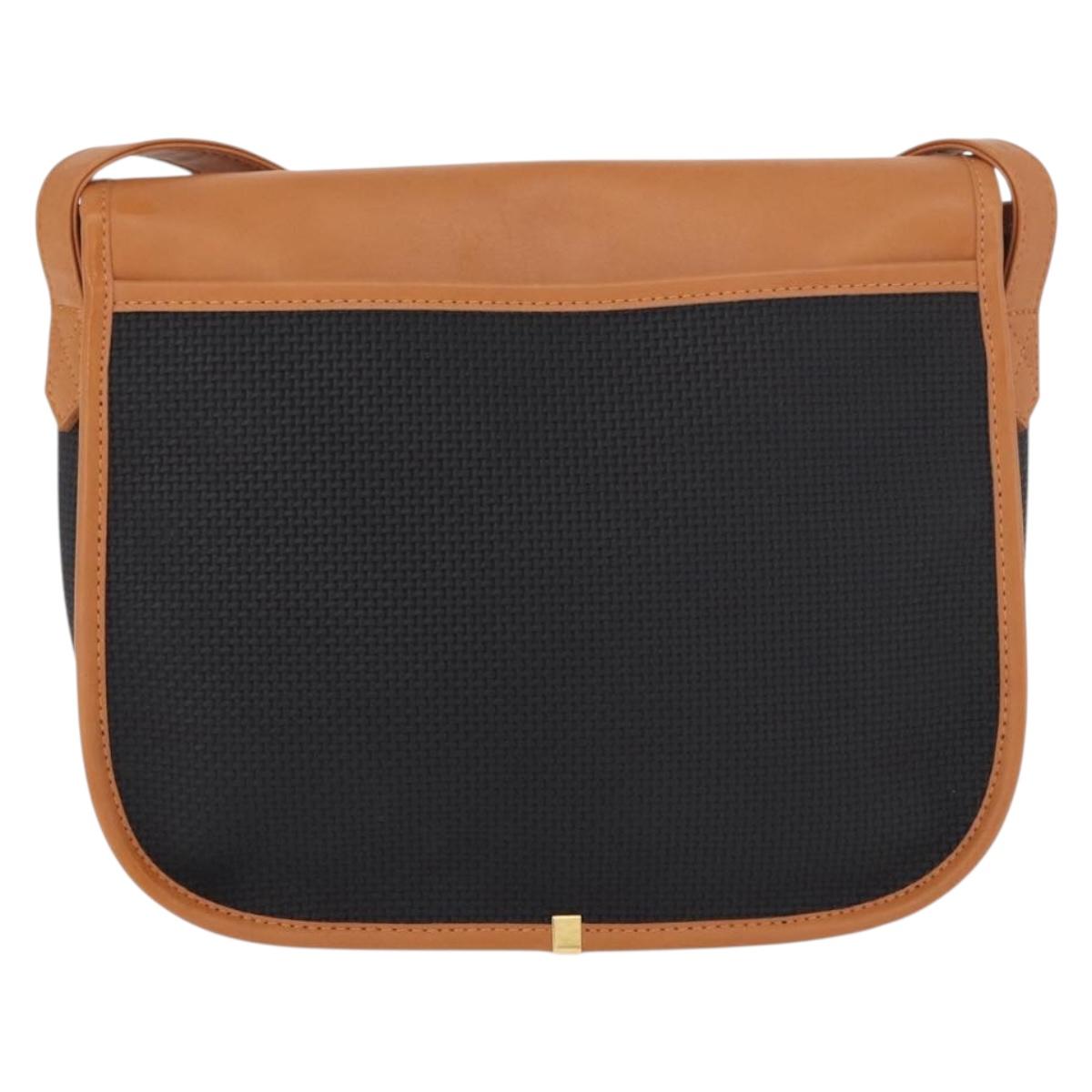 SAINT LAURENT Shoulder Bag PVC Canvas Black Gold Auth bs35986