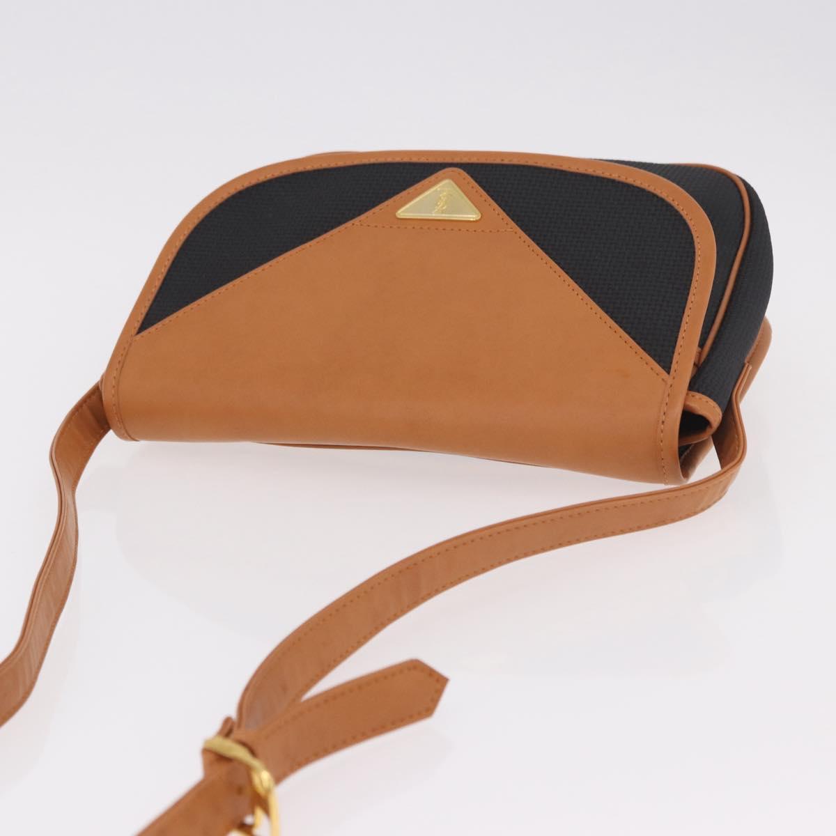 SAINT LAURENT Shoulder Bag PVC Canvas Black Gold Auth bs35986