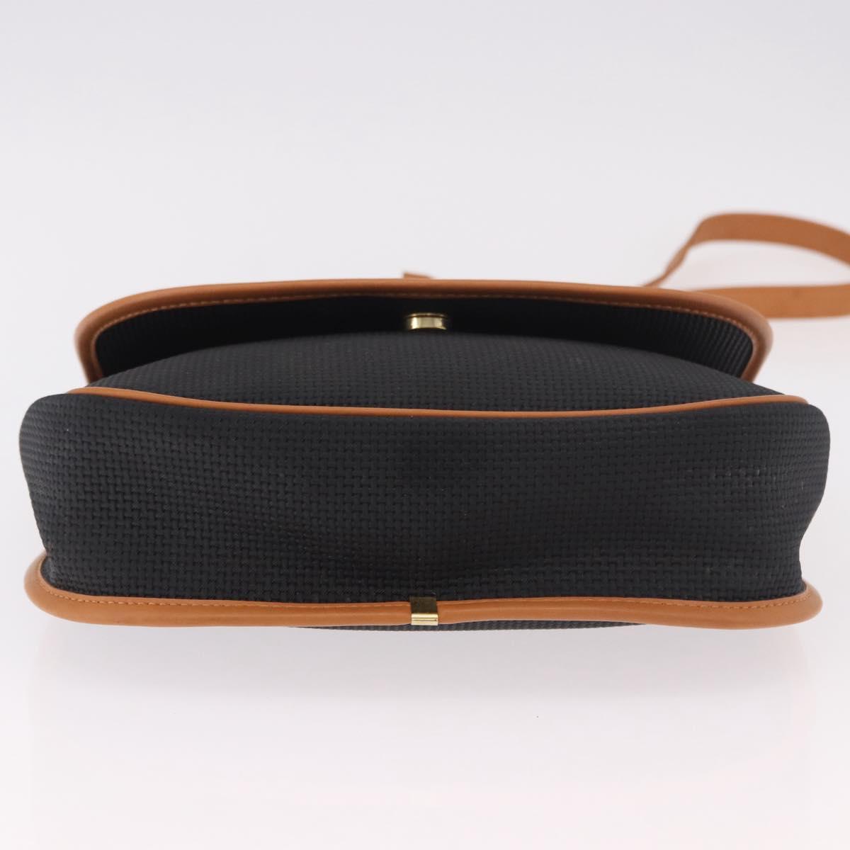 SAINT LAURENT Shoulder Bag PVC Canvas Black Gold Auth bs35986