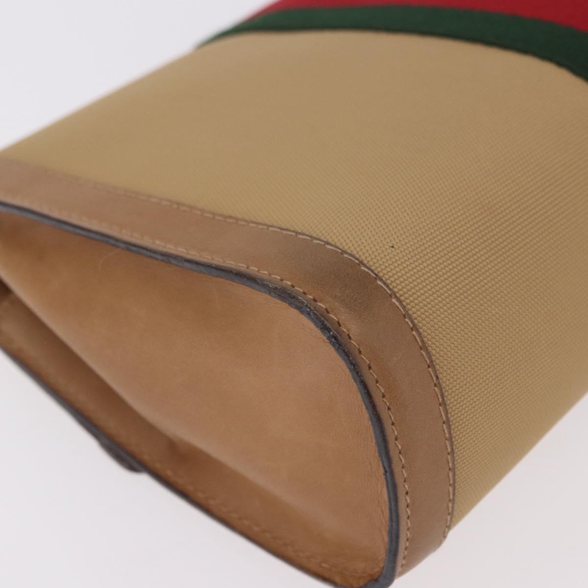 GUCCI Web Sherry Line Clutch Bag Canvas Beige Gold 010 378 Auth bs35987