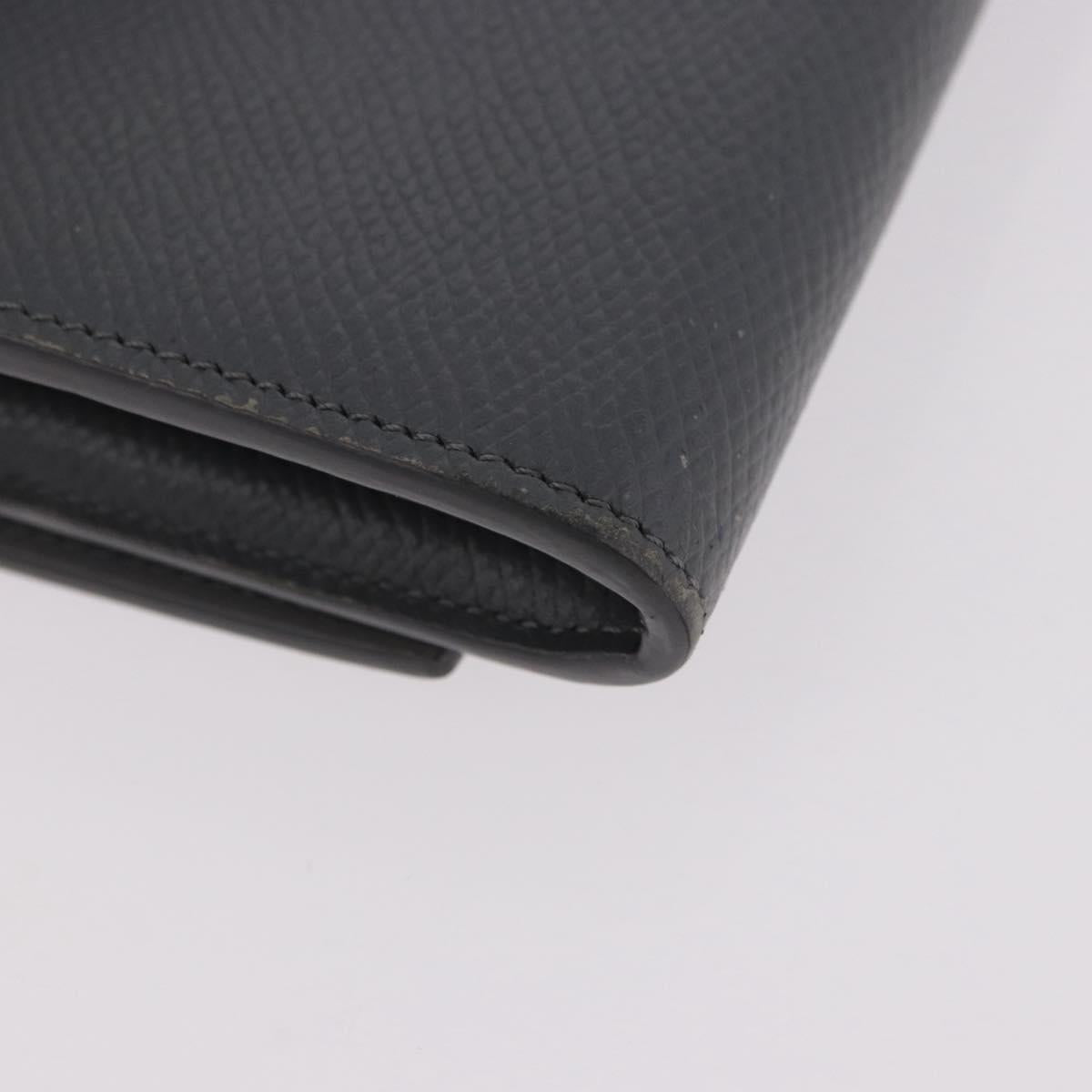 CELINE Long Wallet Leather Gray Gold Auth bs35988A