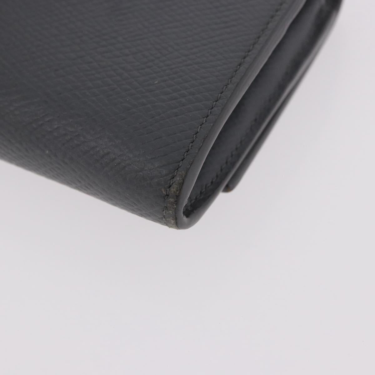 CELINE Long Wallet Leather Gray Gold Auth bs35988A