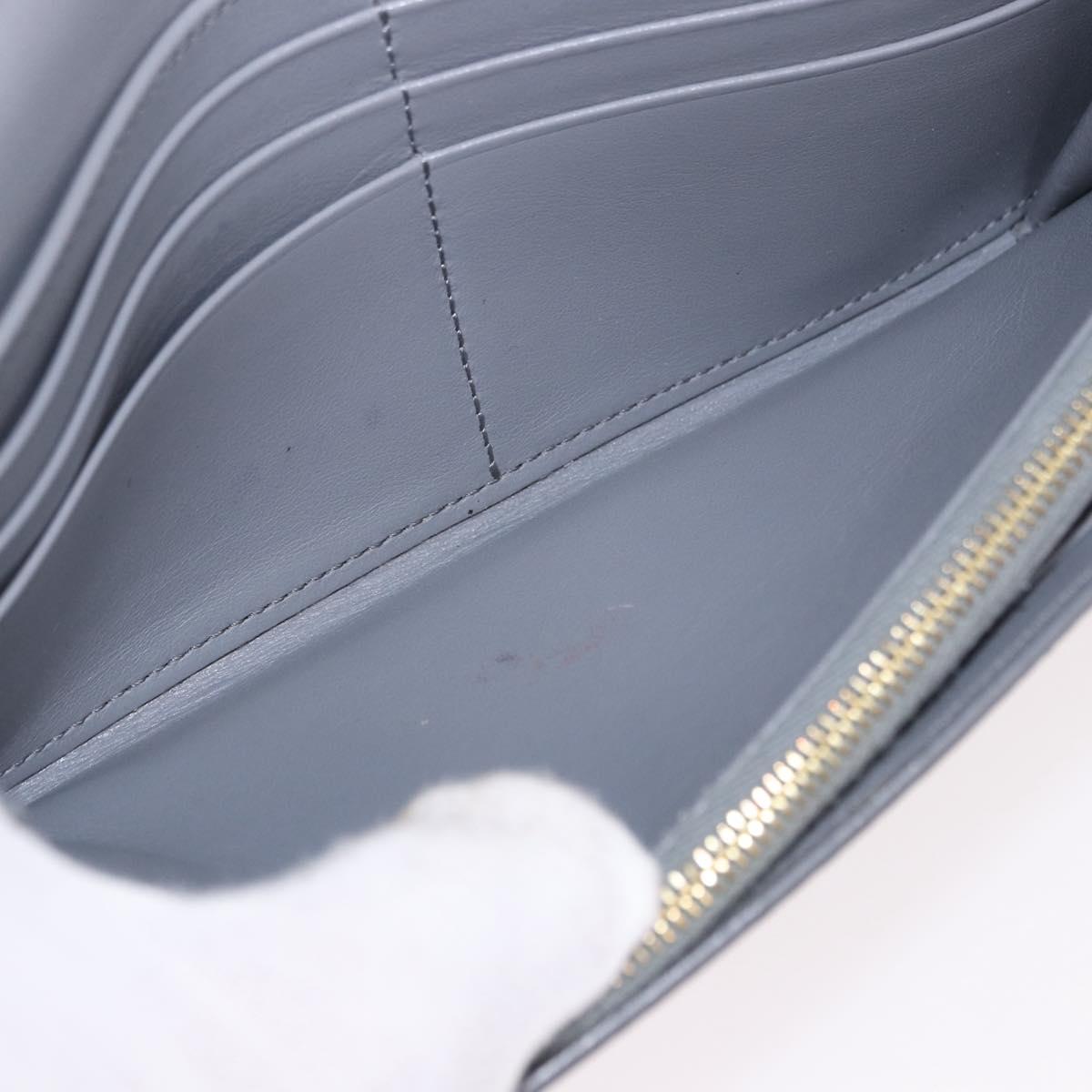 CELINE Long Wallet Leather Gray Gold Auth bs35988A